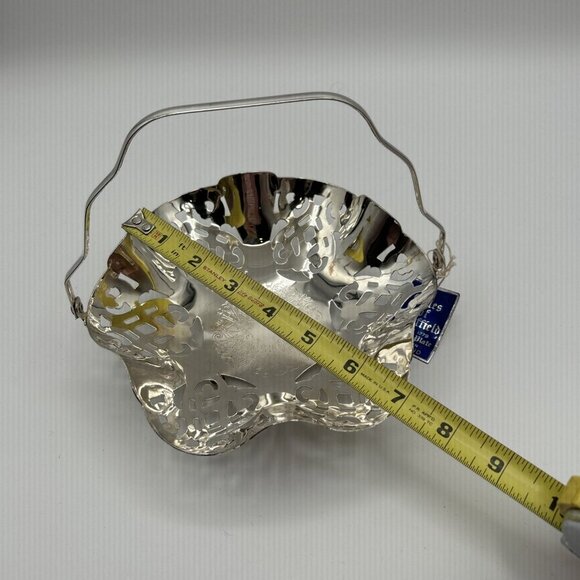 Gales of Sheffield England Silverplate Pierced Basket Ruffled & Etched MCM - Picture 3 of 9